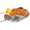 Handmade Amber Rose Silver Necklace 24''