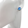 Large Blue Chalcedony Stud Silver Earrings