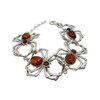 Cognac Amber Spider Bracelet .925 Sterling Silver