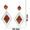 Rhombus Cognac Amber Earrings/.925 Sterling Silver