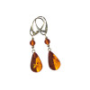 Cognac Amber Teardrops Earrings & .925 Sterling Silver
