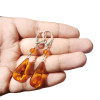Cognac Amber Teardrops Earrings & .925 Sterling Silver