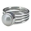 Modern Pearl Stacked Band Sterling Silver Ring