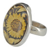 Sunflower Amber Cameo Adjustable Ring