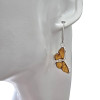 Butterfly Cognac Amber Sterling Silver Earrings On Hooks