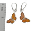 Butterfly Cognac Amber Sterling Silver Earrings On Hooks