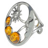 Amber Sterling Silver Moon/Sun Adjustable Ring -