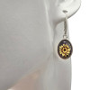 Sunflower Cameo Amber Silver Hook Earrings