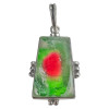 Watermelon Tourmaline Sterling Silver Pendant .