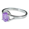 Faceted Amethyst Sterling Silver Classic Asymmetrical Ring