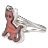 Amber Sterling Silver Cat Adjustable Ring ..