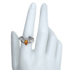 Amber Sterling Silver Bat Adjustable Ring ---