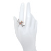 Dragonfly Cognac Amber Silver Adjustable Ring ---