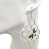 Green Amber Sterling Silver Bee Earrings