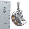 Cognac Amber Sterling Silver Moon And Wolf Pendant ..