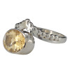 Faceted Citrine Sterling Silver Oval Tapered Ring