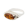 Cognac Amber Sterling Silver Sideways Marquise Ring