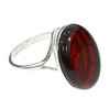 Cherry Amber Sterling Silver Large Simple Oval Ring
