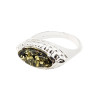 Green Amber Sterling Silver Sideways Marquise Ring