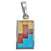 Mosaic Multicolor Amber/Pressed Turquoise Sterling Silver Pendant