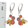 Cherry Amber Gold Plated Silver Bee Earrings On Hooks