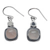 Rose Quartz Sterling Silver Dangle Earrings --