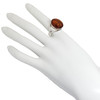 Cognac Amber Sterling Silver Adjustable Ring -----