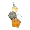 Multi-Color Amber Honeycomb Silver Pendant ..