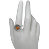 Cognac Amber Oxidized Silver Sunflower Ring