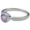 Elegant Round Bezel Amethyst Sterling Silver Textured Ring