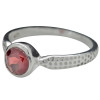 Elegant Round Bezel Garnet Sterling Silver Textured Ring