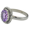 Faceted Oval Amethyst Lined Bezel Silver Ring