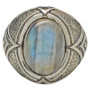 Oval Labradorite Chunky Art Deco Sterling Silver Men's Ring