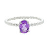 Dainty Faceted Oval Amethyst Sterling Silver Bubble Band Ring