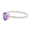 Dainty Faceted Oval Amethyst Sterling Silver Bubble Band Ring