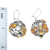 Bumble Bee On Honeycomb Amber Silver Earrings On Hooks