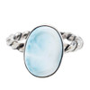 Classic Oval Larimar Sterling Silver Rope Band Ring