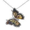 Amber Silver Butterfly Cameo Necklace