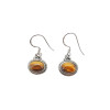 Tiger Eye Sterling Silver Dangle Earrings .