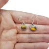 Tiger Eye Sterling Silver Dangle Earrings .
