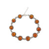 Cognac Amber Sterling Silver Link Bracelet --