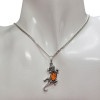 Cognac Amber Sterling Silver Lizard Pendant ..