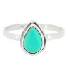 Simple Green Onyx Teardrop Sterling Silver Bezel Ring