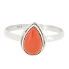 Simple Red Onyx Teardrop Sterling Silver Bezel Ring