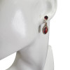Garnet Silver Post Dangle Earrings ....