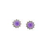 Round Stud Amethyst Silver Earrings ..