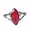 Faceted Ruby Elegant Gothic Marquise Sterling Silver Ring