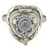 Heart-Shaped Black Onyx Silver Locket / Poison Ring