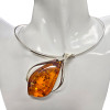 Cognac Amber Sterling Silver Handmade Art Nouveau Necklace