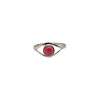 Garnet Elegant Round Eye Shaped Sterling Silver Ring